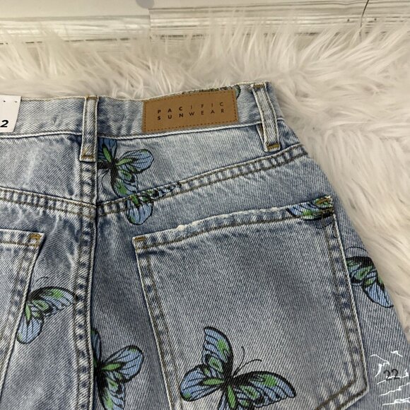 PACSUN womens NWT Dad Jeans Butterfly pattern 22 light wash y2k - Picture 16 of 16
